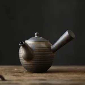 handcrafted rustic ceramic kyusu side handle teapot 250ml main view
