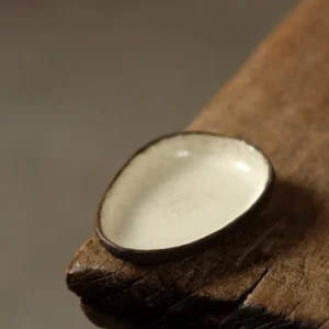 handcrafted rustic irregular ceramic tea scoop dish for tea ceremony