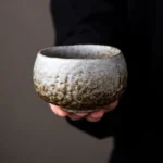 Handcrafted rustic ceramic chawan tea bowl main product shot