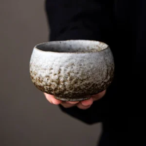 Handcrafted rustic ceramic chawan tea bowl main product shot