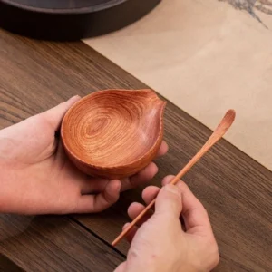 handcrafted solid wood tea scoop and tea holder full set