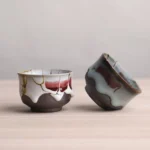 Handcrafted wabi-sabi 60ml ceramic tea cup full view
