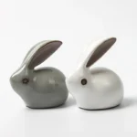 Handcrafted smooth white ceramic rabbit tea pet main product view