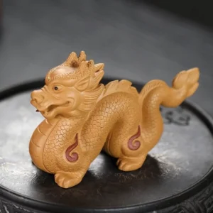 handcrafted yixing zisha dragon tea pet on gongfu tea tray