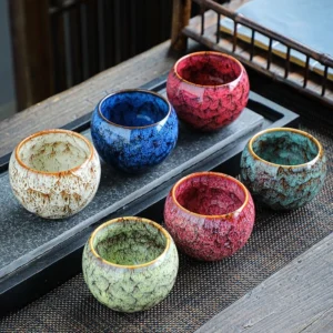 handmade 150ml jian zhan tea cup side view