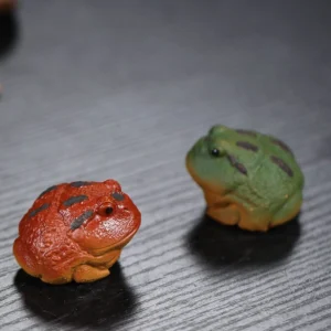 handmade ceramic frog tea pet set two color options