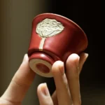 handmade ceramic lotus tea cup with saucer 23ml full set