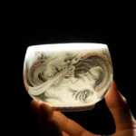 handmade chinese dragon ceramic tea cup side view 170ml