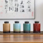 full collection of handmade gradient glaze ceramic tea jar