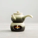 full set of handmade gradient ceramic kyusu teapot with candle warmer