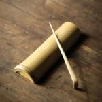 full set view of handmade natural bamboo tea scoop and tea needle