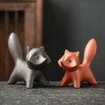 handmade red yixing clay fox tea pet main view on wooden gongfu tea tray