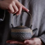 handmade rustic ceramic gongfu teapot 230ml full view