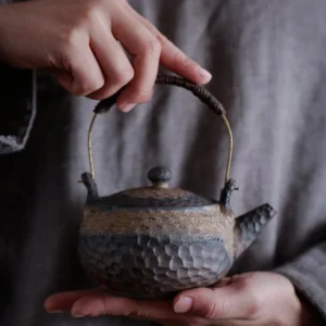 handmade rustic ceramic gongfu teapot 230ml full view