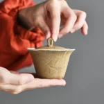 full view of handmade wabi-sabi 100ml gaiwan tea set