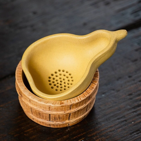 full set handmade yixing zisha gourd loose leaf tea strainer with holder