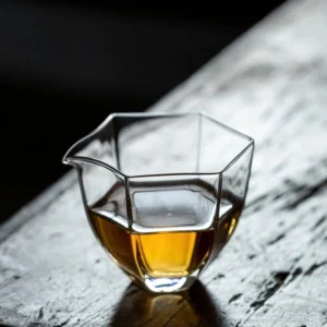 180ml hexagonal clear glass gong dao bei tea pitcher with spout