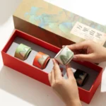 full set of 70ml ink mountain landscape ceramic gongfu tea cups with gift box