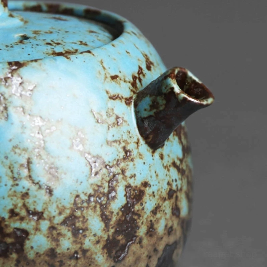 Iron rust glaze teapot size comparison for scale