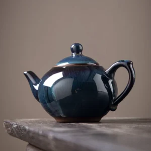 Handmade Jian Zhan 230ml blue black ceramic teapot main view