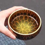 Handcrafted Jianzhan 170ml gold pattern ceramic tea cup side view