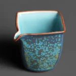 170ml handmade jun kiln square gong dao bei tea pitcher blue glaze