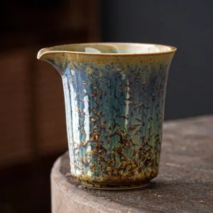 full side view of 200ml kiln-transformed ceramic tea fairness pitcher