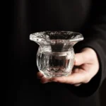 hand engraved koi glass loose leaf tea strainer full view