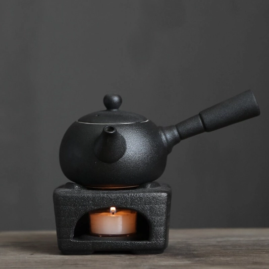 Dimensions display of retro ceramic side handle Kyusu Teapot 200ml