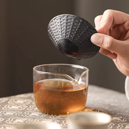 complete little monk loose leaf tea strainer set with figurine and strainer