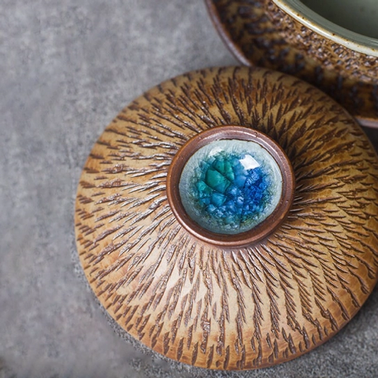 mini ceramic gaiwan with matching saucer