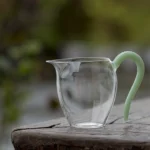full product view of mini 220ml green handle glass gong dao bei tea pitcher