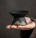 mountain design ceramic loose leaf tea strainer overall view