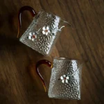 Handcrafted plum blossom hammered glass gong dao bei tea pitcher 320ml