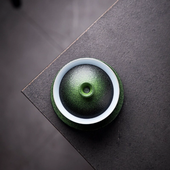 top view of 3-piece midnight design porcelain gaiwan
