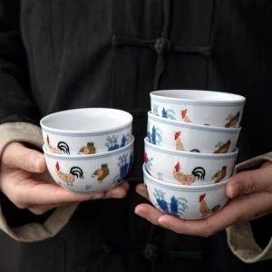 set of 6 replica ming doucai chicken porcelain tea cups 50ml full set view