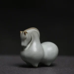 handmade ru kiln celadon horse tea pet front view
