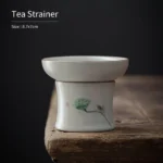 size reference for handmade ru kiln lotus ceramic loose leaf tea strainer