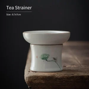 size reference for handmade ru kiln lotus ceramic loose leaf tea strainer