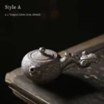 Style A 200ml handcrafted rust glazed kyusu teapot with natural branch handle