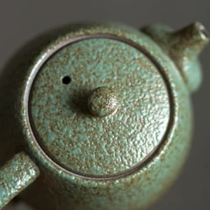 side view of 10oz rustic handcrafted pottery teapot