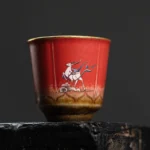 set of 4 auspicious deer ceramic gongfu tea cups assorted colors