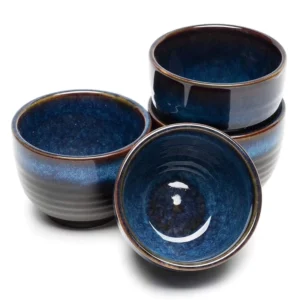 set of 4 blue jian zhan tea cups 150ml full set display