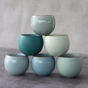 set of six 120ml handcrafted chinese gongfu ceramic teacups