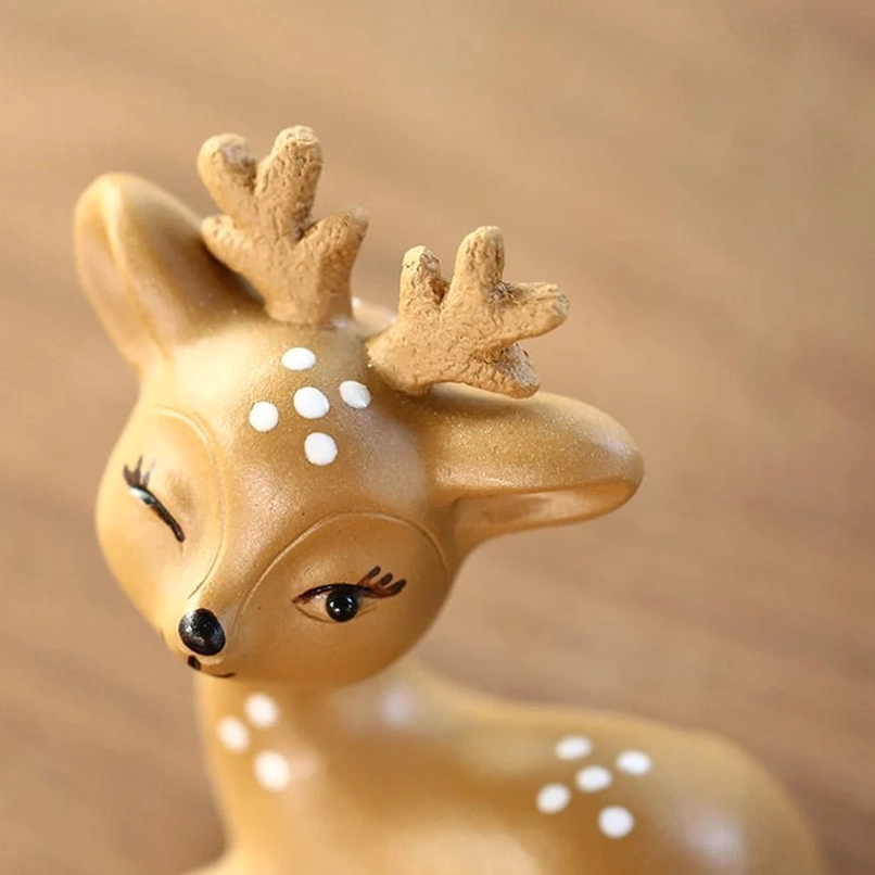 Back view of sika deer purple clay tea pet showing smooth polished clay finish