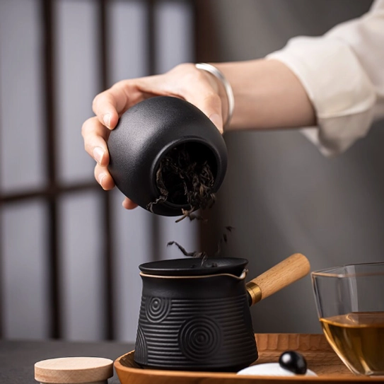size comparison of small 220ml ceramic tea jar