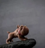 Handmade standing French bulldog zisha tea pet on black tea tray