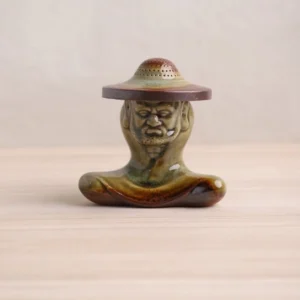 Style A Ceramic Bodhidharma Zen Incense Burner with crackle glaze