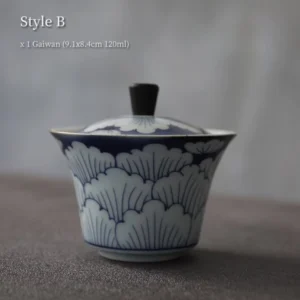 Style B hand painted blue and white porcelain 120ml gaiwan tea set