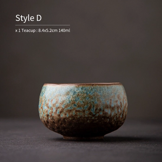 Style D blue brown gradient handcrafted chawan tea bowl